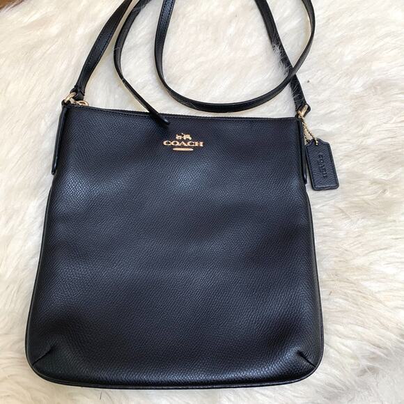 COACH Black Crossgrain Leather Large Slim N/S Swing Pack Crossbody F36063 - Picture 6 of 14